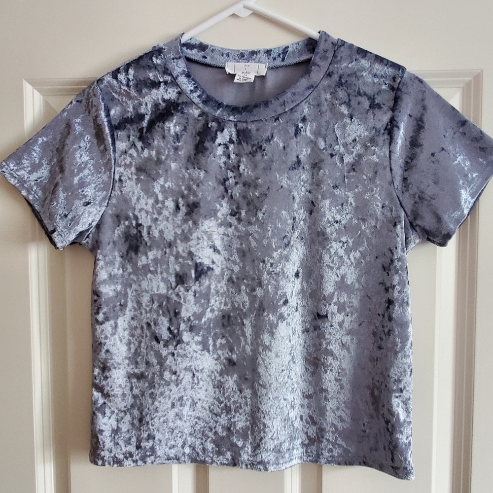 Tilly's Ivy & Main Blue Velvet Baby Tee Size M